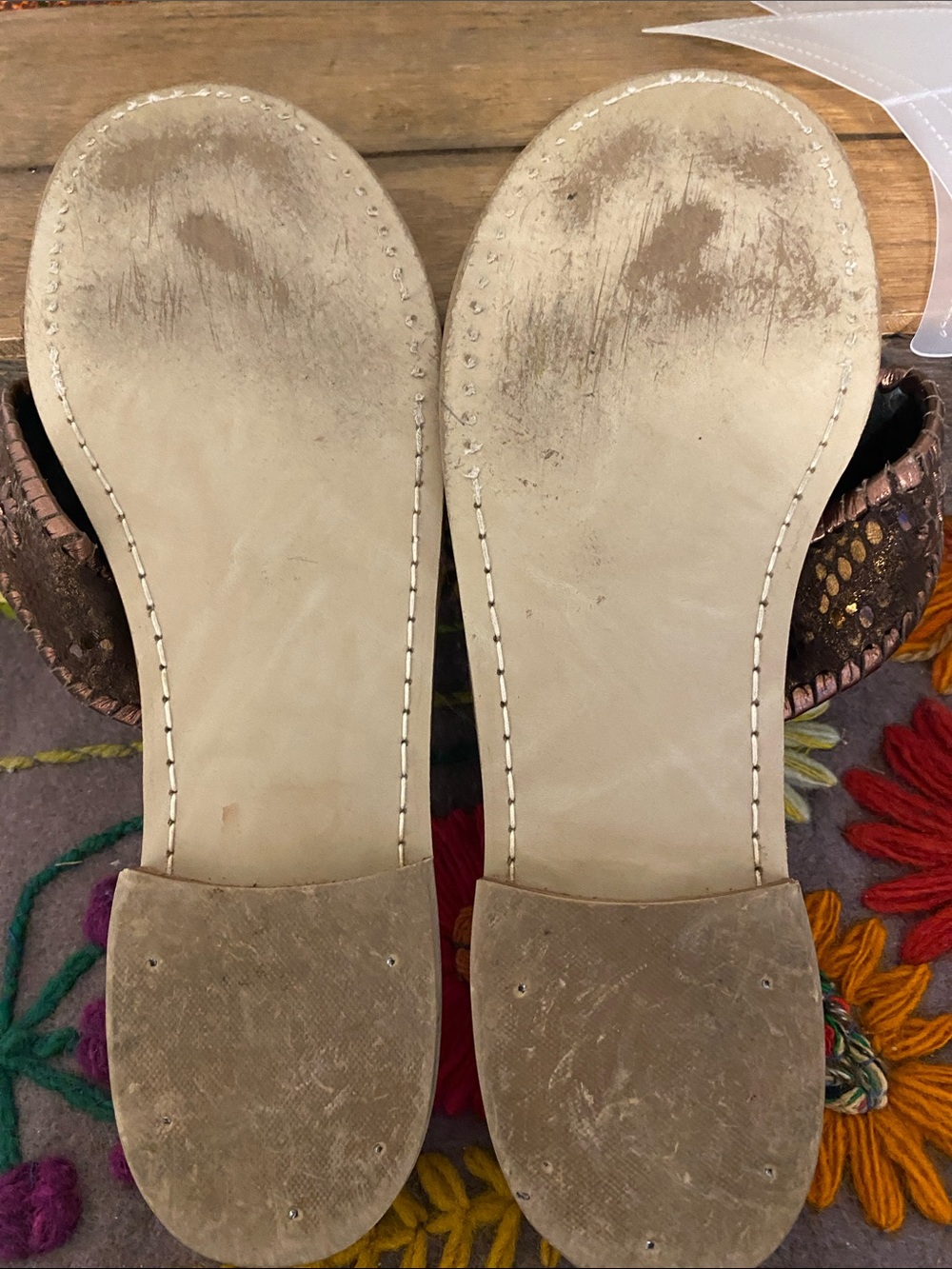 Jack Rogers Bronze Braided Leather Thong Sandals - Picture 7 of 7